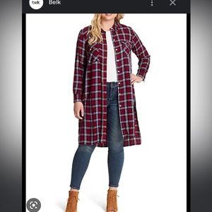 NWT Jessica Simpson Long Plaid Lori Shirt Sz. XS